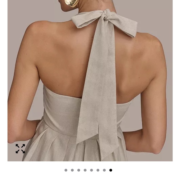 Donna Karan Halter Neck linen blend Midi Dress - Picture 3 of 11